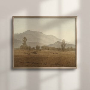 Vintage Landscape Art Print: Classic Mountain View Poster