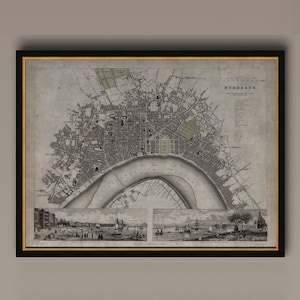 Bordeaux Karte, Vintage Karte von Bordeaux, Frankreich, Vintage Wandkunst, Dekoration, gerahmte Optionen verfügbar, Circa 19th C., AM73