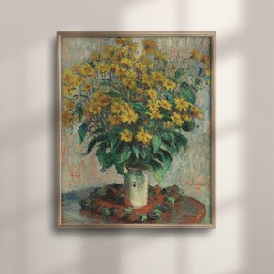 Claude Monet Jerusalem Artichoke Flowers 1880 Poster, Vintage Floral Decor, Classic Fine Art, Colorful Museum Exhibition, C16-1309