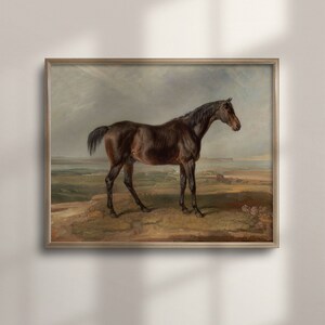 Vintage Horse Oil Painting: Equestrian Farmhouse Wall Art