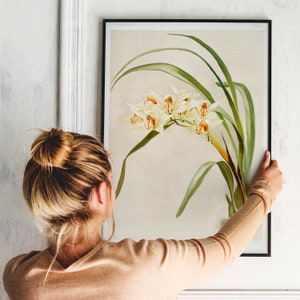 Cymbidium Orchid Vintage Print: Botanical Kitchen Wall Art