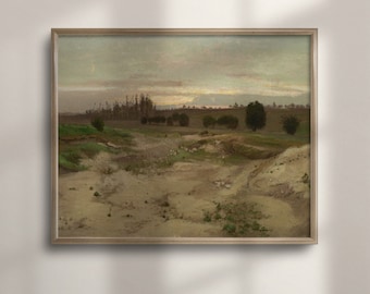 Antique Landscape Oil Painting: Coastal Seascape Art Print