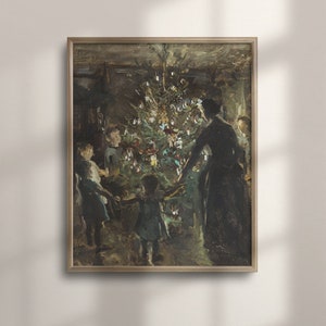 Vintage Christmas Tree Art Print: Rustic Holiday Wall Decor