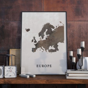 Europe vintage style map print, Europe map poster,  gift, Europe wall art decor, retro poster, office decorations, VO4