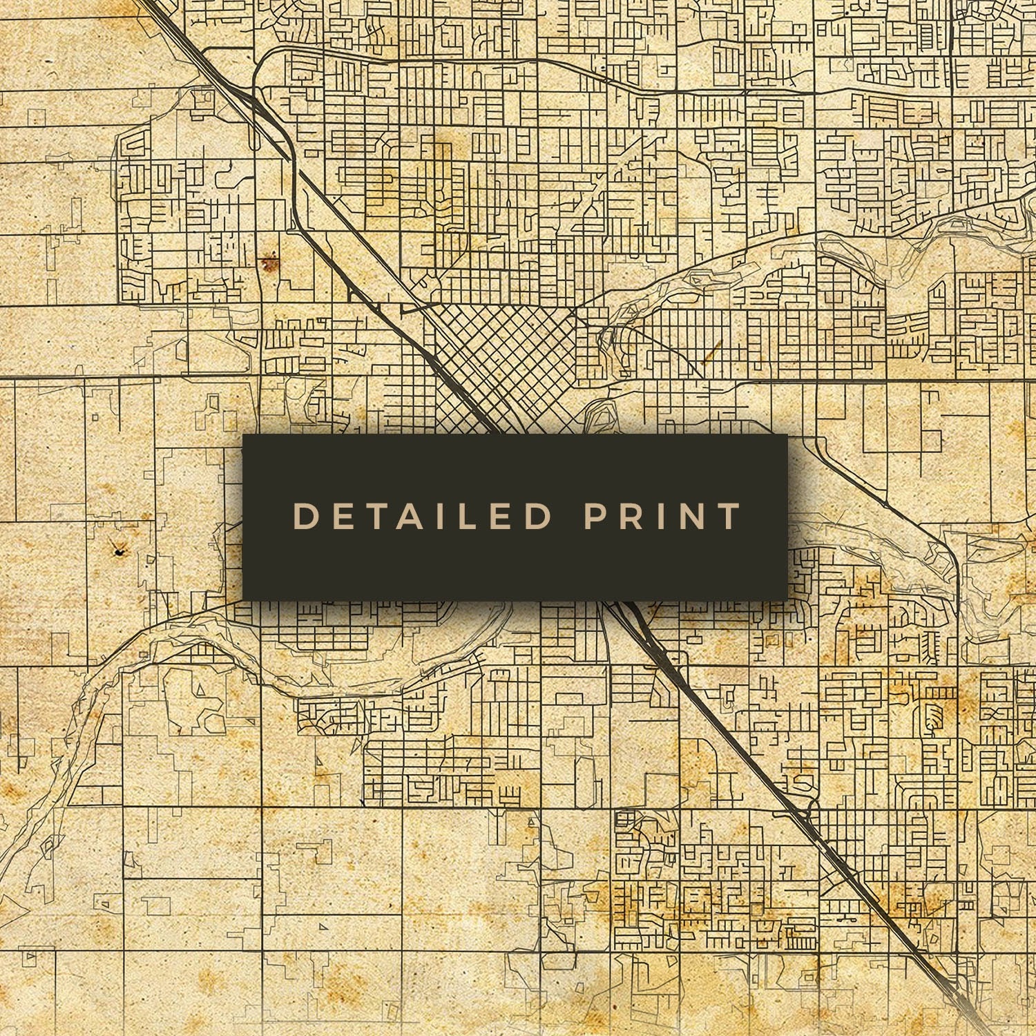 Modesto Vintage Map Poster Wall Art City Artwork Print Etsy