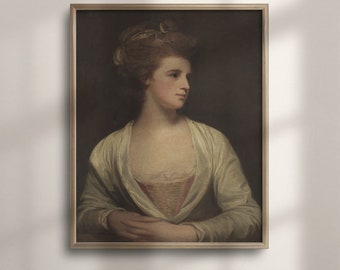 Vintage Woman Portrait Oil Painting: Antique Art Print