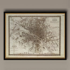 Mapa de Paris Mapa antigo Mapa da cidade de Paris vintage Mapa de Paris 1860 Estilo francês Mapa de Paris Mapa de ruas de Paris Mapa grande de Paris antiga, AM27