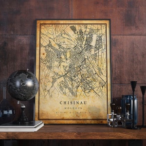 Chisinau Vintage Map Poster Wall Art | City Artwork Print | Antique, rustic, old style Home Decor | Moldova prints gift | M662