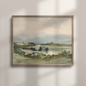 Vintage Country Landscape Akwarela Malarstwo, Sztuka Antyczna, Dekoracja Kuchni Wiejskiej, Plakat Ścienny, C16-401