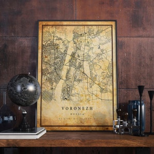 Voronezh Vintage Map Poster Wall Art | City Artwork Print | Antique, rustic, old style Home Decor | Russia prints gift | M544