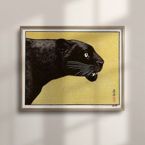 Ukiyo-e Black Panther Poster, Japanese Art, Edo Period Inspired, Cat Wall Art, Unique Housewarming, Birthday Gift, Living Room, C16-321