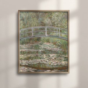 Monet Water Lilies Print: Impressionist Bridge Over Pond Art