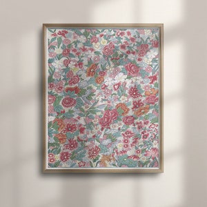 Vintage Chinoiserie Floral Art Print: Chinese Botanical Bird Design