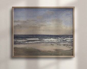 Antique Seascape Painting: Vintage Ocean Beach Fine Art Print