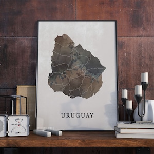 Uruguay vintage style map print, Uruguay map poster,  gift, Uruguay wall art decor, map for travel, gift for boyfriend, VO133