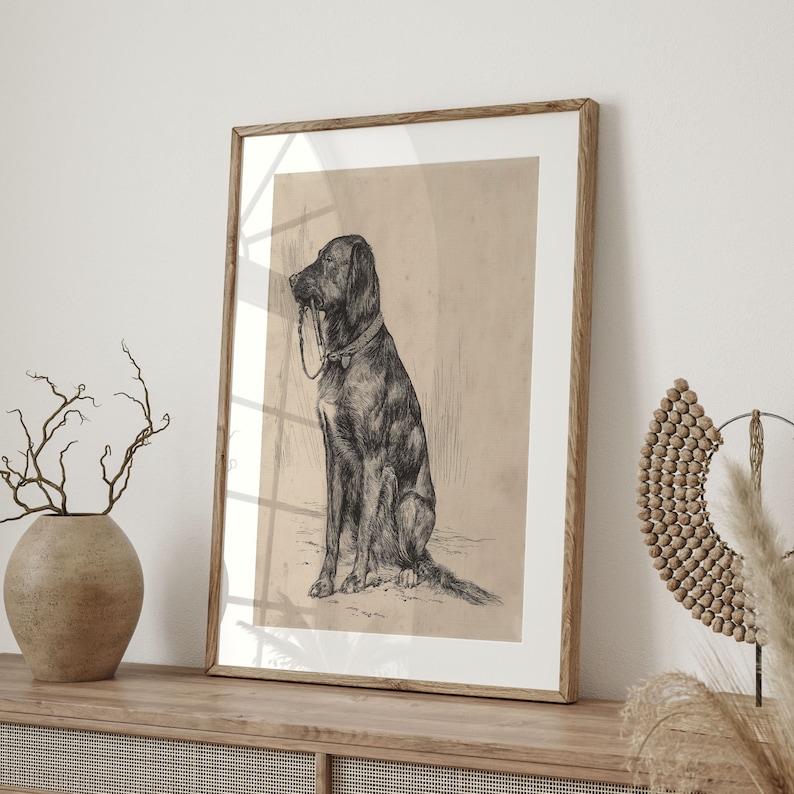 Vintage Black Labrador Art Print: Antique Dog Portrait image 2
