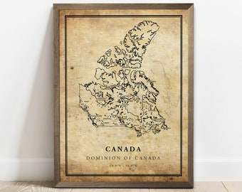Vintage Canada Map Print: Country Road Wall Art