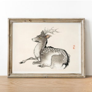 Elch Print, antike Weltraum Malerei, Vintage Zeichnung Poster Wandkunst, Waldtiere, Tierliebhaber Geschenk, Wald Wohnkultur | COO687