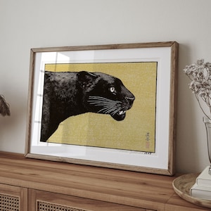 Ukiyo-e Black Panther Poster: Japanese Edo Art Print afbeelding 2