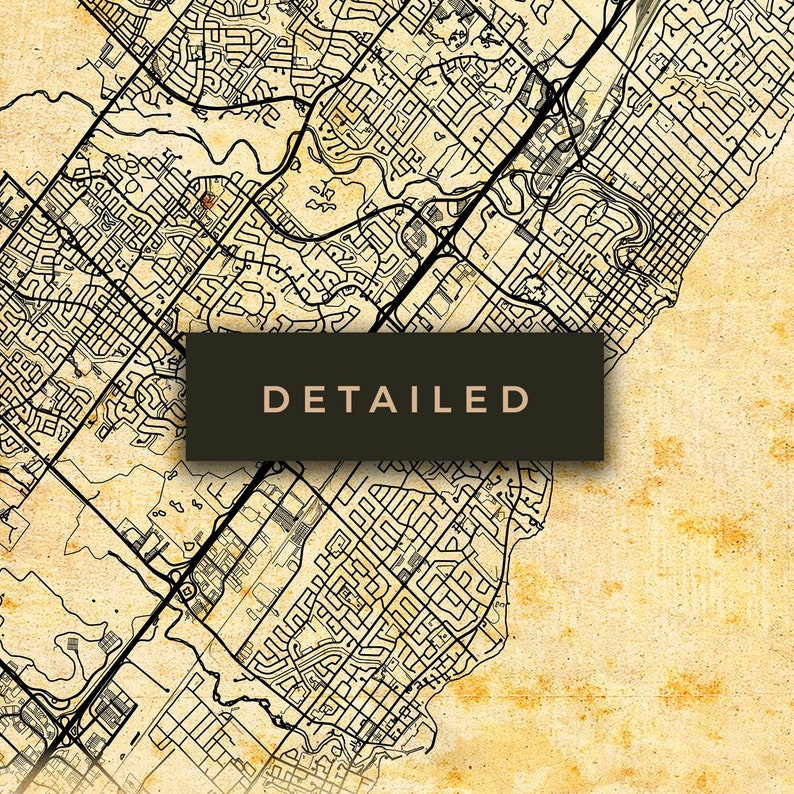 Oakville Vintage Map Poster Wall Art City Artwork Print Etsy