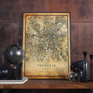 Toulouse Vintage Map Poster Wall Art / City Artwork Print / Antique, rustic, old style Home Decor / Francia imprime regalo / M588