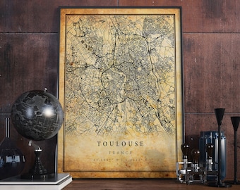 Toulouse France Map Poster: Vintage City Art Print