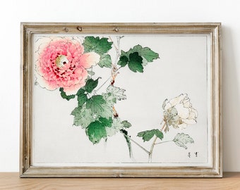 Antique Peony Print: Vintage Botanical Wall Art