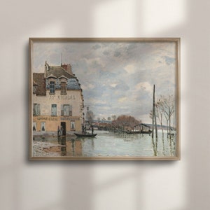 French Vintage Landscape Oil Painting, Antique Art, City Print, Countryside Poster, Classic Wall Decor, Unique Gift Idea, C16-370