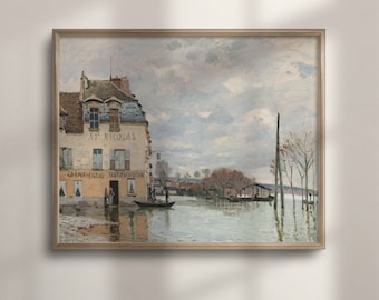 French Landscape Oil Painting: Vintage City Print, Classic Wall Art