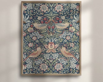 William Morris Art Nouveau Poster: Strawberry Thief Vintage Print