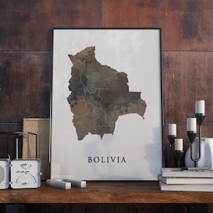 Vintage Style Bolivia Map Print: Travel Poster Art