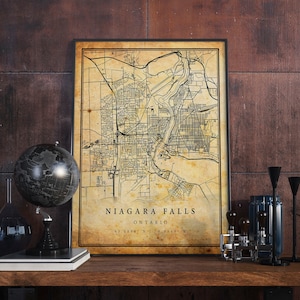Niagara Falls Vintage Map Poster Wall Art | City Artwork Print | Antique, rustic, old style Home Decor | Ontario prints gift | M371