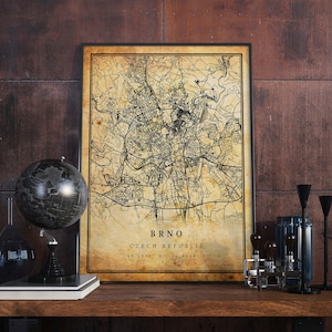 Brno Vintage Map Poster Wall Art | City Artwork Print | Antique, rustic, old style Home Decor | Czech Republic prints gift | M597