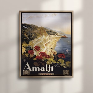 Vintage Amalfi Coast Italy Travel Poster: Italian Wall Art