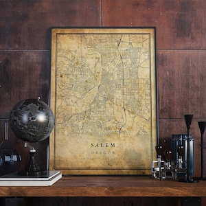 Salem Vintage Map Poster Wall Art / City Artwork Print / Antico, rustico, vecchio stile Home Decor / Oregon stampe regalo / VM151