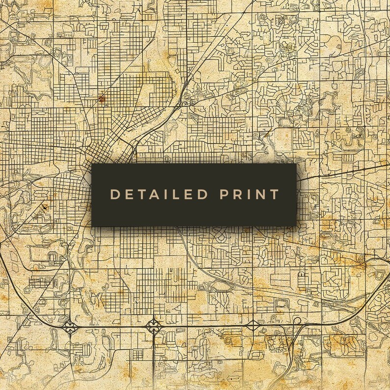 Antique old style Home Decor City Artwork Print Illinois prints gift rustic VM175 Rockford Vintage Map Poster Wall Art