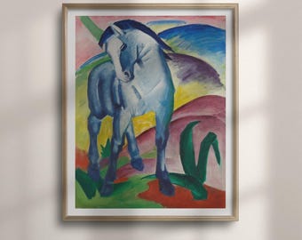 Blue Horse I Print: Franz Marc Animal Wall Art, Colorful Expressionist Horse Painting