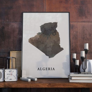 Algeria vintage style map print, Algeria map poster, Africa gift, Algeria wall art decor, map gifts for him, gift for mom, VO135