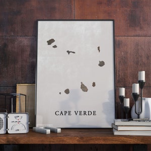 Cape Verde vintage style map print, Cape Verde map poster,  gift, Cape Verde wall art decor, map wall decal, gift for a mom, VO142