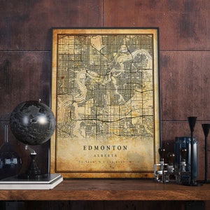 Edmonton Vintage Karte Poster Wandkunst | Kunstdruck | Antike, rustikale, alte Stil Wohnkultur | Alberta druckt Geschenk | M312