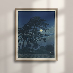 Kawase Hasui Full Moon Print: Magome Japanese Woodblock Art