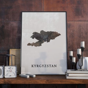 Kyrgyzstan vintage style map print, Kyrgyzstan map poster,  gift, Kyrgyzstan wall art decor, map wall art, gift godson, VO212