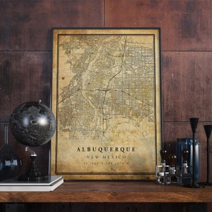 Albuquerque Vintage Map Poster Wall Art | City Artwork Print | Antique, rustic, old style Home Decor | New Mexico prints gift | VM32