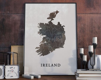Vintage Style Ireland Map Print: Travel Wall Art Decor