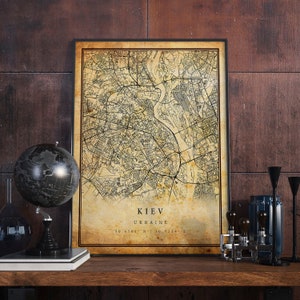 Kiev Vintage Map Poster Wall Art | City Artwork Print | Antique, rustic, old style Home Decor | Ukraine prints gift | M625