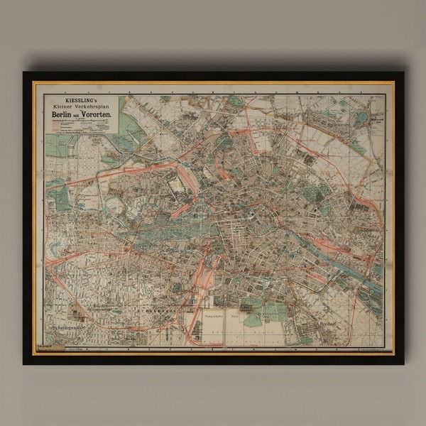 Old Map of Berlin, Germany 1904 Antique Vintage, AM36