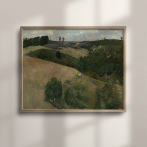 Vintage Landscape Painting: Shadowed Hills Fine Art Print