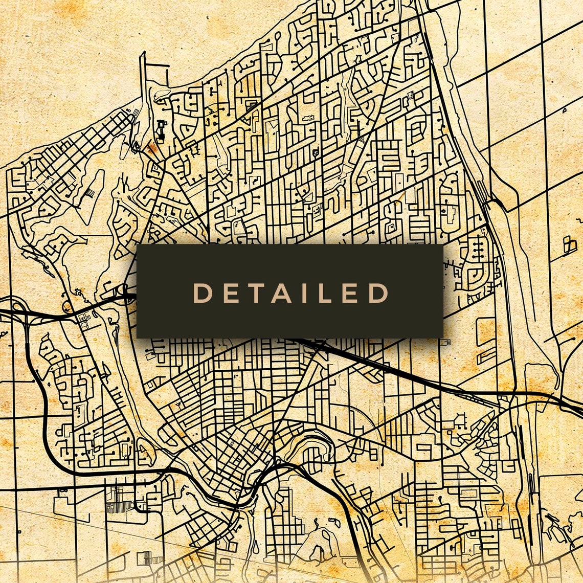 St. Catharines Vintage Map Poster Wall Art City Artwork Etsy