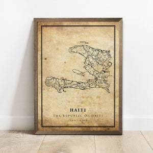 Haiti vintage map poster print, country street road map wall art, country map print, country prints, C15-51