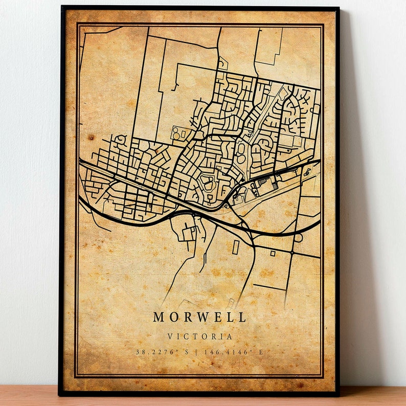 Morwell Vintage Map Poster Wall Art City Artwork Print Etsy
